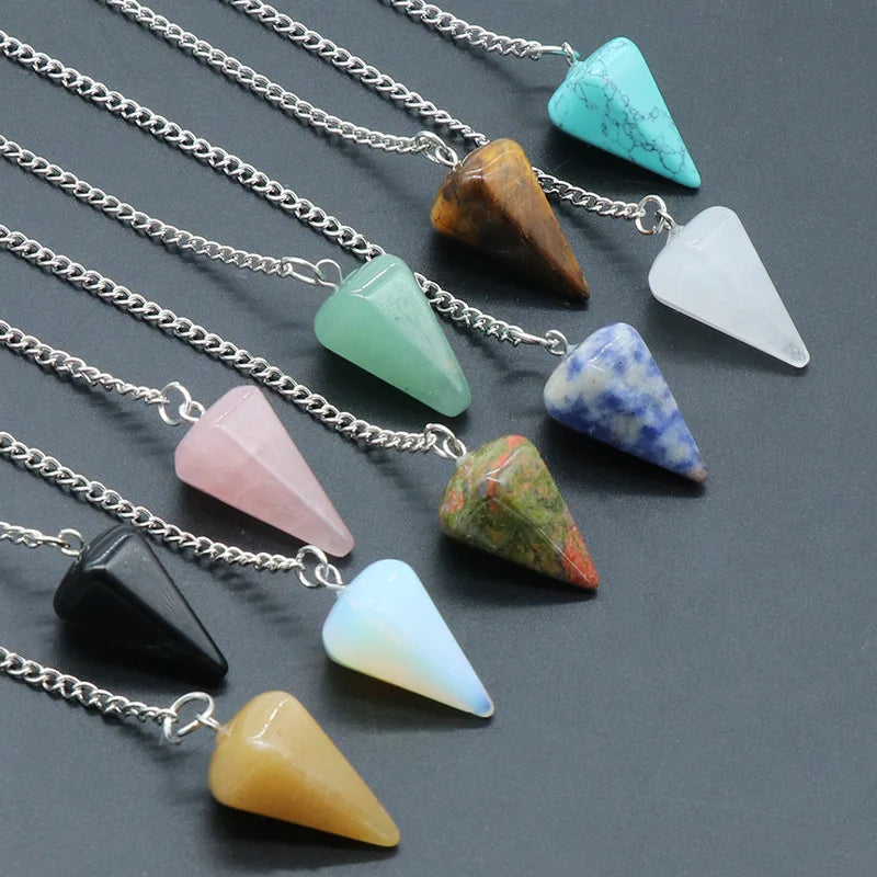 Natural Stone Pendulum Pendants For Divination