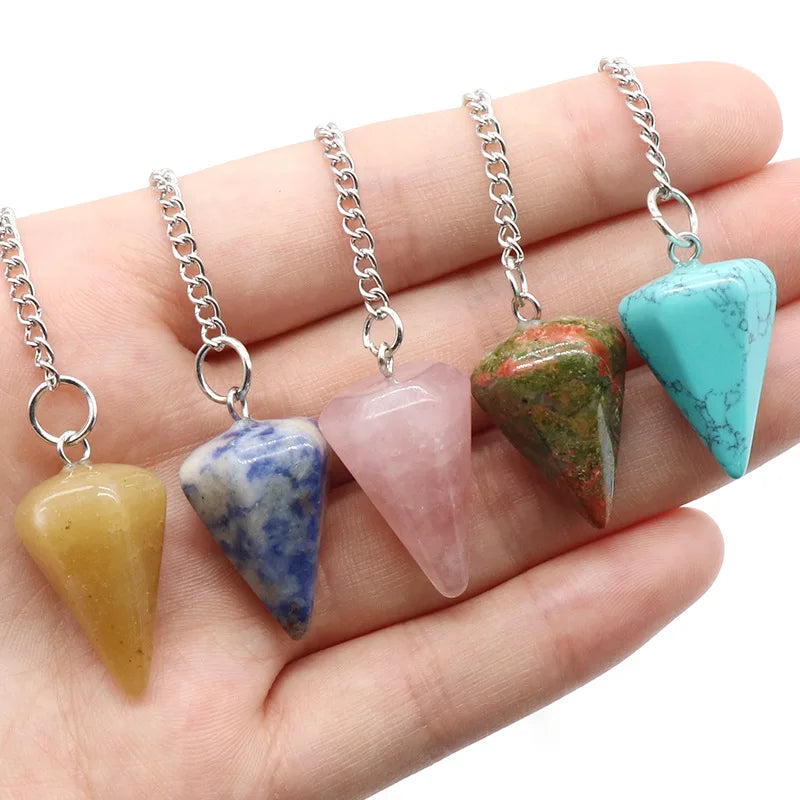 Natural Stone Pendulum Pendants For Divination